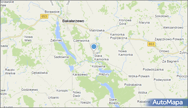 mapa Stara Kamionka, Stara Kamionka gmina Bakałarzewo na mapie Targeo